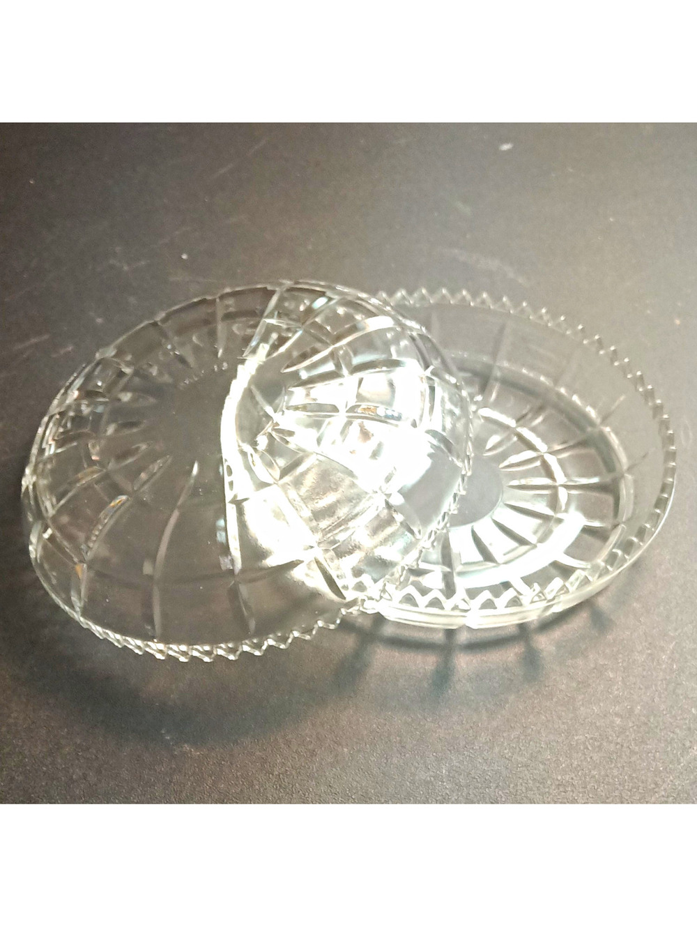 Vintage RCR Italy Crystal Covered Trinket Box Round Scalloped Lidded Candy Dish